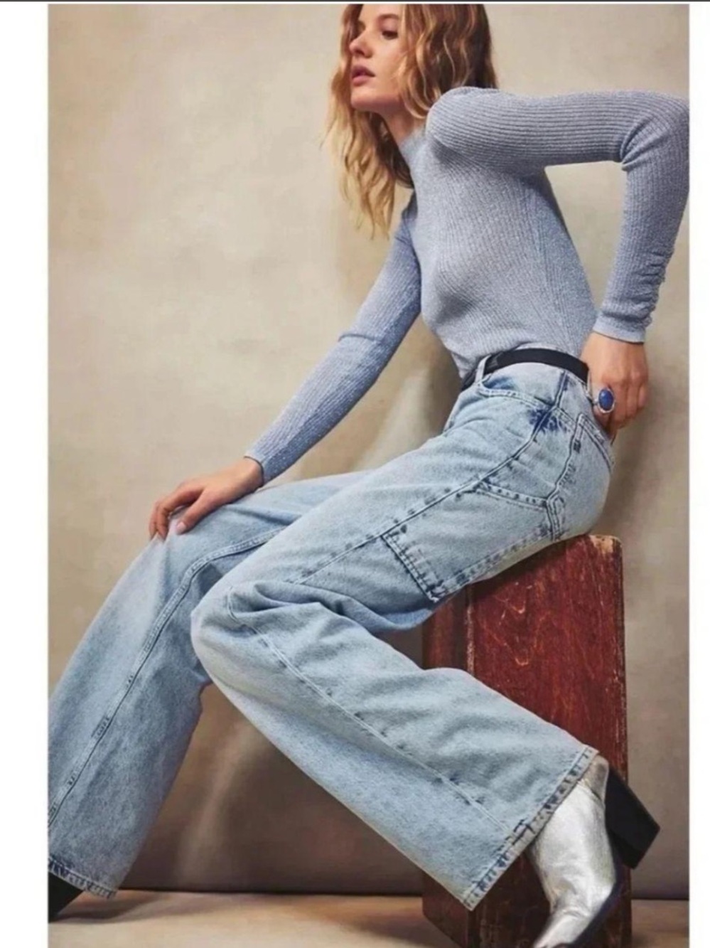 Free people We The Free Light Blue Tinsley baggy high rise jeans